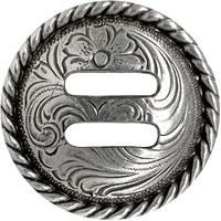 Belts.Com F9819-5P-Lasrp 1-1/2"" Antique Silver Rope Edge Engraved Swirl Slotted Conchos Pack Of 10 Pcs
