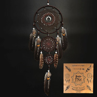 Urdeoms Large Dream Catchers For Bedroom Adult Brown Boho Dream Catcher Wall Decor With Turquoise Hanging Ornament Teen Dorm Room Decor Festival Gift (No.9)