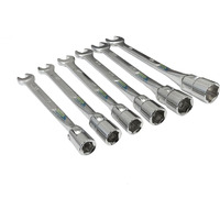 Ez Travel Collection 6 Pc Flex Socket 6 Point Flexible Head And Open End Sae Wrench Set