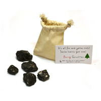 Santa's Scientific Christmas Coal  Premium Cotton Bag And 5 Small Lumps (1 X 1 X 1 Approx. - Medium Marble Sized) - Genuine American Coal - Includes Experiment