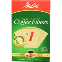 Melitta 620122 40 Count #1 Natural Brown Cone Coffee Filters (Pack Of 5)