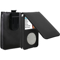 Hal V-Top Leather Case For Apple Ipod Video Classic 80G 120G 160G 60G Classic Protective With Movable Belt Clip Black