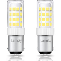 Lamsky Ba15D Led Double Contact Bayonet Base Sewing Machine Bulb Ac110-130V T3/T4/C7/S6 4W Daylight 6000K Led 40W Halogen Replacement Bulb No-Dimmable 2-Pack