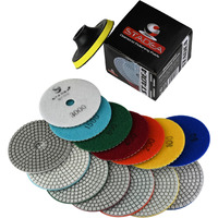 Stadea Diamond Polishing Pads For Angle Grinder  4 Inch Wet/Dry 8 Piece Set Granite Stone Concrete Marble