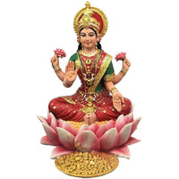 Pacific Trading Lakshmi Hindu Goddess On Lotus Statue Sculpture