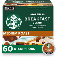 Starbucks K-Cup Coffee Pods  Medium Roast Coffee  Breakfast Blend For Keurig Brewers  100% Arabica  6 Boxes (60 Pods Total)
