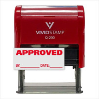 Approved W/By Date Line Self-Inking Office Rubber Stamp (Red) - Medium