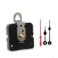 Takane Quartz Clock Movement Mechanism With 3"" Black Spade Hands And Red Second Hand  U.S.A. Made (5/16"" Threaded Shaft For Dials Up To 1/8"" Thick)