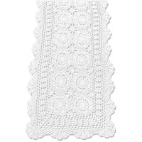 Kepswet Cotton Handmade Crochet Lace Table Runner White Rectangle Coffee Table Dresser Decor (14X36 Inch)