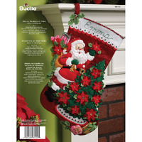 Bucilla 18-Inch Christmas Stocking Felt Applique Kit  Santa Poinsettia Tree