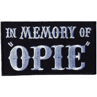 In Memory Of Opie Outlaw Embroidered 3.5 Inch Iron On Patch (Black)