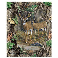 Sykel Enterprises Real Tree Cotton Fabric By Sykel-Real Tree Camouflage Deer Quilt Panel In Forrest-Sold By The Panel