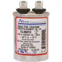 Amrad Engineering Usa2209 Series Round Usa-Made Motor Run Capacitor  15 Mfd  370/440 Vac-132325