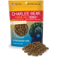 Charlee Bear Grain Free Crunch Dog Treats  Bacon & Blueberry Flavor  8 Oz