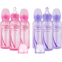 Dr. Brown's Girls' 8 Oz. Bottles - 3 (8 Oz.) Lavender - 3 (8 Oz.) Pink  (6 Pack Options Bottles)