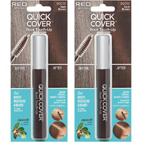 Red By Kiss Quick Cover Root Touch Up Rescue (Dark Brown 2 Pack)  Mascara Natural Water-Resistant Temporary Gray Concealer Cover Up Brush For Hair Mustache & Beard  Formulated With Jojoba Oil