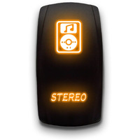 Stereo - Orange - Laser Etched Toggle Switch 20A 12V - Vertical Rocker Switch 5-Pin Dpst