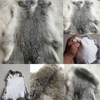 4Pack Natural Tanned Rabbit Fur Hide Rabbit Skin Pelts Gray(10"" By 12"" Rabbit Pelt With Sewing Quality Leather)