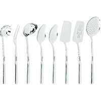 Viking Culinary 304 Stainless Steel Kitchen Utensil Set  Ergonomic Stay-Cool Handles  Dishwasher Safe  Silver  8 Piece