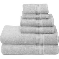 Belizzi Home Ultra Soft 6 Pack Cotton Towel Set  Contains 2 Bath Towels 28X55 Inch  2 Hand Towels 16X24 Inch & 2 Wash Coths 12X12 Inch  Ideal For Everyday Use  Compact & Lightweight - Light Grey