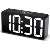Dreamsky Compact Digital Alarm Clock With Usb Charging Port  0-100% Brightness Dimmer  Large Bold Number Display  Adjustable Alarm Volume  12/24Hr  Snooze  Small Desk Clocks For Bedroom Bedside