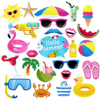 Pool Photo Booth Props Beach Pool Party Favors Summer Party Photo Props For Baby Shower  Birthday  Hawaii