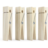 6 Inch  Giant Clothespins  Jumbo Wood Clips For Diy Craft  Bathroom Or Laundry Room Decoration  4 Pcs