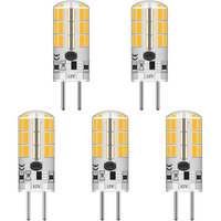 Gy6.35 G6.35 Bi-Pin Base Led Bulb 4Watt Ac Dc 12V Silica Gel Crystal Warm White 2700K-3000K Landscape Lighting Jc Type  Equivalent 25W- 30W Q35/Cl/T4 Halogen Bulbs (5-Pack)