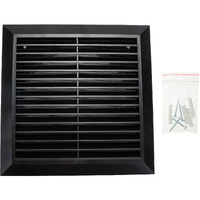 Vent Systems 6"" Duct - 8"" X 8"" Outside Air Vent Cover - Bathroom Exhaust Vents Pipe - Black Louvered Outdoor Dryer Vent Cover - Black 150 Mm 200 X 200 Mm