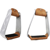 Challenger Horse Saddle Stirrups Western Saddle Engraved Aluminum Angled Slanted Bell 51188