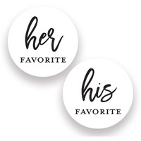 2"" Round His Favorite Her Favorite Wedding Favor Stickers - 80 Cnt (40 Of Each) (Black On White)