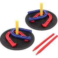 Gse Indoor And Outdoor Rubber Horseshoe Game Set  4 Horseshoes (2 Red/2 Blue)  2 Rubber Mats With Posts  And 2 Plastic Stakes