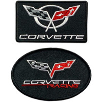 Corvette Racing Checker Flags Sports Cars Patch [2Pc Bundle-Iron On Sew On]