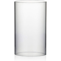 Wgvi Hurricane Candle Holder Sleeve  Wide 6""  Height 10""  Clear Glass Cylinder Candleholder  Chimney Tube  Open Ended Candle Shade  1 Piece