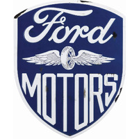 Ford Motors Embossed Metal Sign - Vintage Blue Ford Sign For Garage Or Man Cave