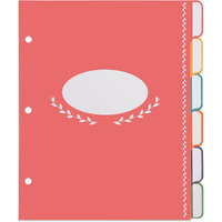 Jot & Mark Blank Recipe Binder Dividers With Tabs | Six Customizable Organizer Dividers For 8.5""X9.5"" 3-Ring Binders (Rainbow)