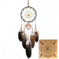 Urdeoms Tree Of Life Dream Catchers For Girls Boho Dream Catcher Wall Decor For Bedroom Adult Crystal Red Agate Healing Stone Hanging Ornament Decoration Cute Room Decor 18"" Length(No.17)