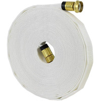 Firehosedirect Garden Lay Flat Hose 5/8Inches X 50' Forestry Hose - (Garden Hose Couplings) - Service Pressure - 300 Psi - Made In The Usa - White