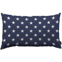Hosnye Stars Throw Pillow Cover Blue And White Stars Pattern Linen Fabric For Couch Bed Sofa Car Waist Cushion Cover 12 X 20 Inch Pillow Case