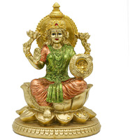 Alikiki Hindu Goddess Lord Lakshmi Statue - Indian Big Laxmi Home Office Mandir Temple Puja Item Murti Prayer Diwali Pooja Altar Shine Kit Meditation Zen Yoga Room Spiritual Decor