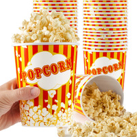 32 Oz Popcorn Buckets  Disposable Popcorn Containers (50 Count)  Large Cups  Cardboard Bucket For Family Movie Night  Popcorn Tub  Vintage Bowls For Concession Stand  Carnival Supplies