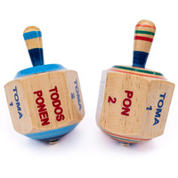 Pirinola Toma Todo Set - Wood Spinning Top Game - Set Of 2 - Kids And Adults Party Games For Mexican Fiesta  Bachelor Parties Or Baby Shower  4 Inches Tall
