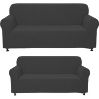 Sapphire Home 3-Piece Couch Cover Set  Sofa  Loveseat  And Arm Chair Slipcovers  Form Fit Stretch  Wrinkle Free  Furniture Protector  Sofa Covers For Living Room  Polyester Spandex (Dark Gray)