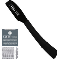 100 Blades + Fac?N Professional Standard Japanese Straight Edge Faether Barber Razor - Salon Quality Cut Throat Shavette