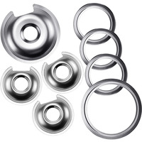 Electric Stove Burner Drip Bowl 6 Inch Wb32X10012 (3 Pack Small) & 8 Inch Wb32X10013 (1 Pack Large) Chrome Drip Pans With 4Pcs Trim Rings Set For G-E Surface Burner Range