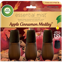 Air Wick Essential Mist Refill  3 Ct  Apple Cinnamon Medley  Essential Oils Diffuser  Air Freshener  Fall Scent  Fall Decor