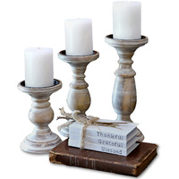 Candle Holders For Pillar Candles  Wooden Table Centerpiece  Set Of 3  Wood Candle Holders  Rustic Pillar Candle Holder  Farmhouse Candle Holders Fireplace White