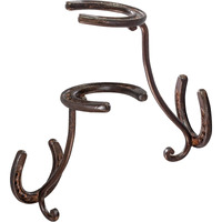 A.J. Boone Cowboy Hat Rack - Set Of 2 Decorative Wall-Mounted Holder - Heavy-Duty Iron Hanger And Organizer Diy Kit For Hats  Coats And Keys - Rustic Western Horseshoe Hooks For Storage And Display