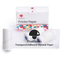 Phomemo Transparent Adhesive Thermal Sticker Paper 50Mm  Compatible With Phomemo M02/M02S/M02 Pro/M03/M03As/M04S/M04As Mini Thermal Printer  Black Text  3 Rolls