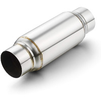 Exhaust Resonator 3"" Inlet  A-Karck 3"" Inlet 3"" Outlet 12"" Overall Length Muffler Resonator Deep Tone Clear Up Rasp